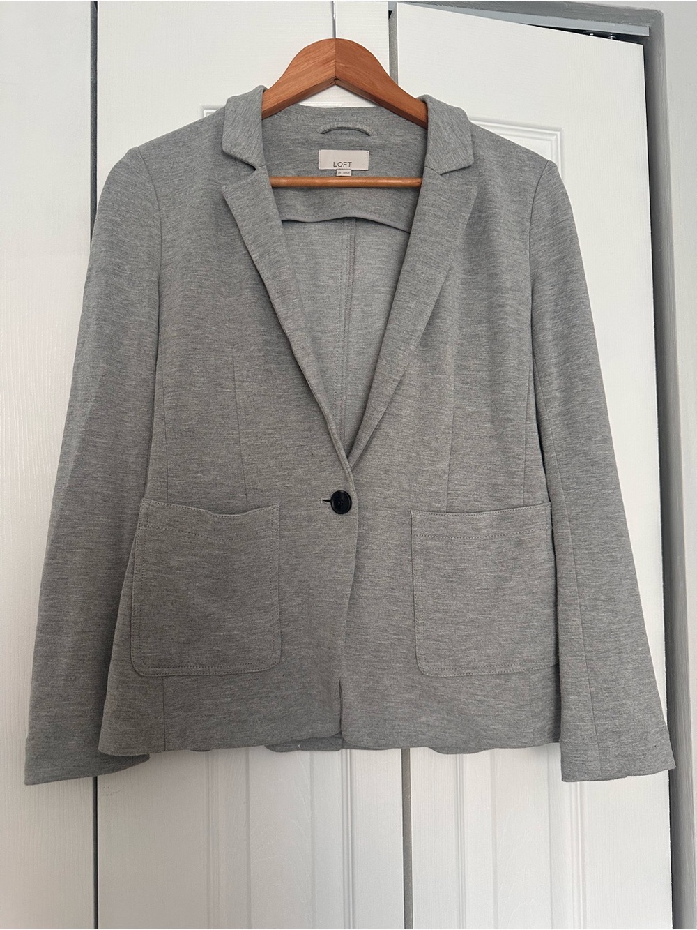 LOFT Gray Knit Single-Button Blazer